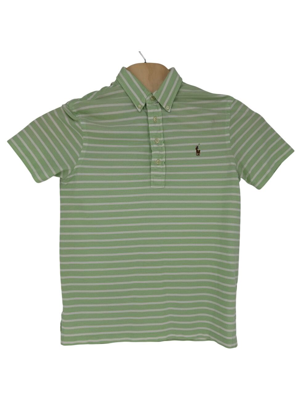 Ralph Lauren Polo Shirt Men's Small Knit Oxford Green Striped
